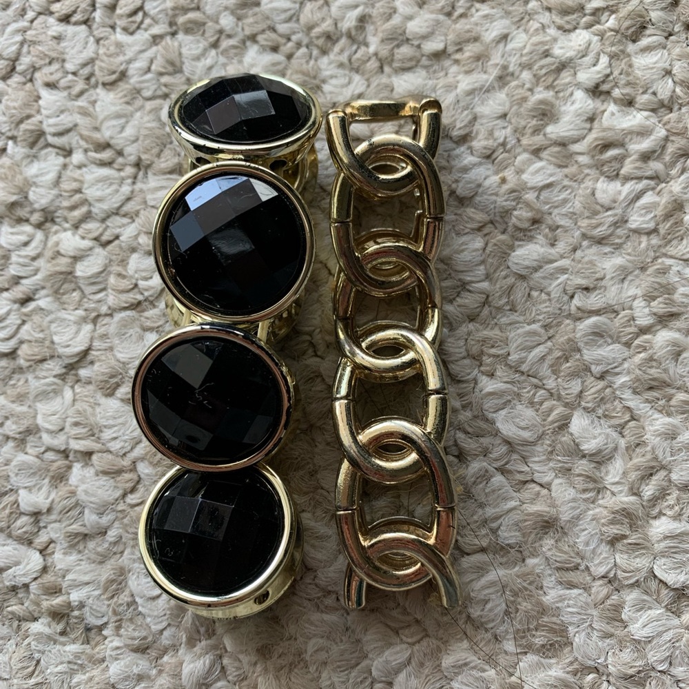 2 Stretchy Gold Tone Bracelets